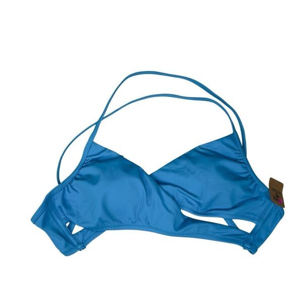 NWT‎ medium blue PINK BODY WRAP BIKINI TOP - Picture 2 of 14